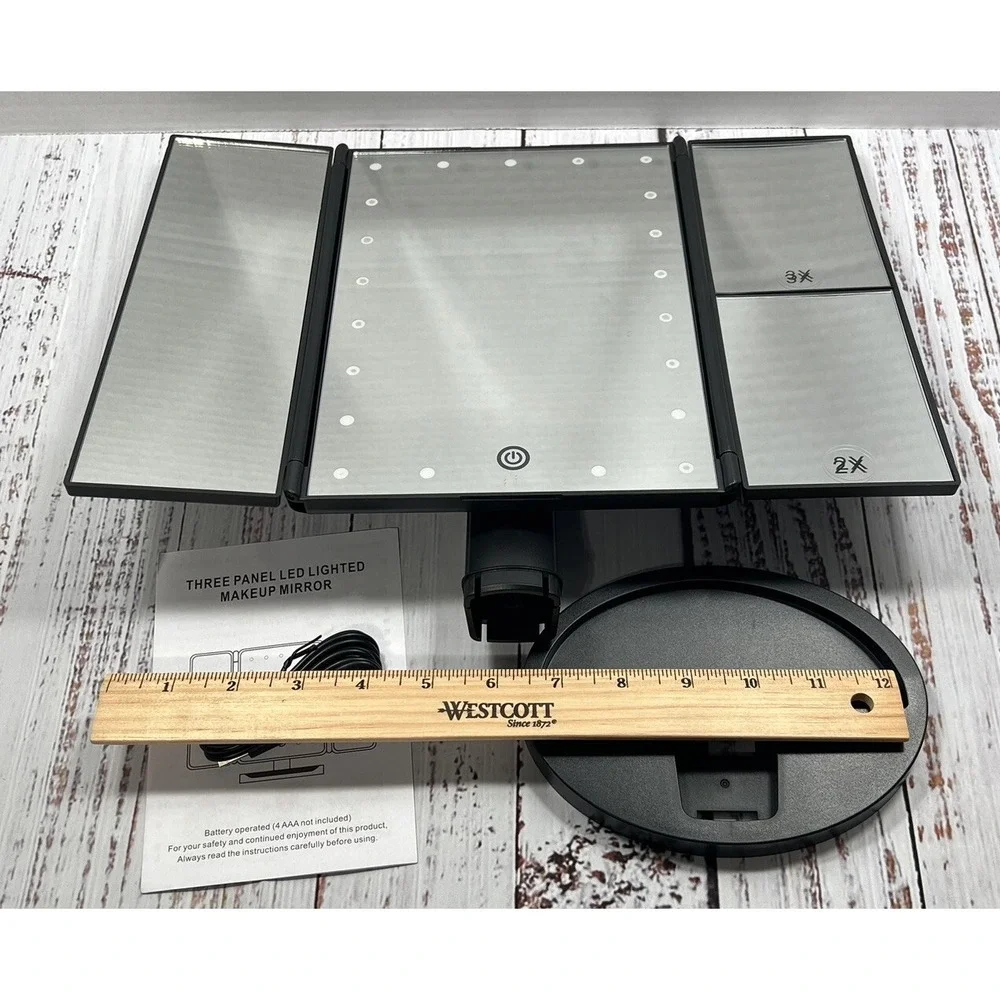 Infitrans LED Makeup Mirror Tabletop 3-Panel Vanity Lighted Dimmable
